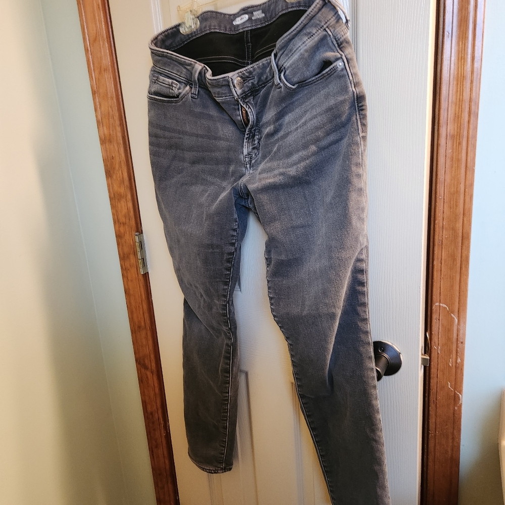 Old Navy sz 10 Charcoal Rockstar Skinny Jeans W/ Built-in Warm
